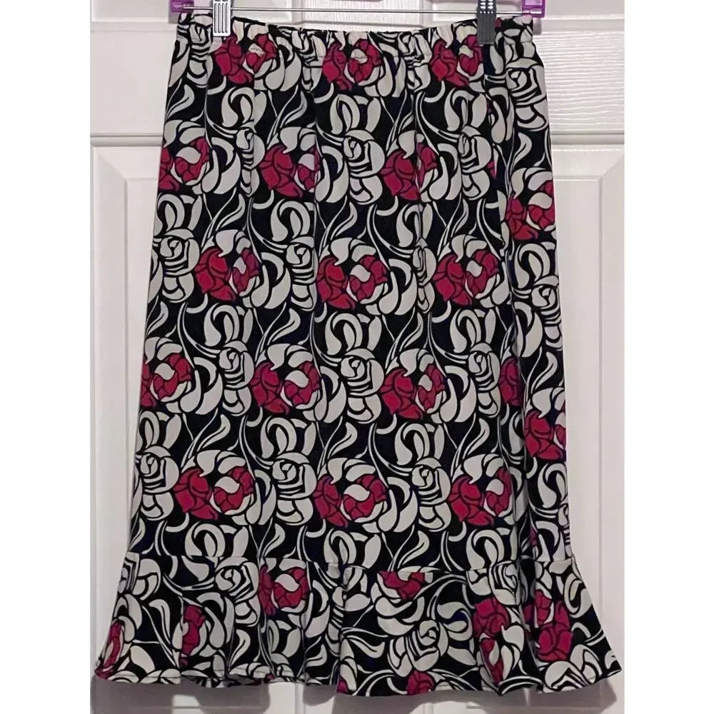 Anthony Richards Women's Black Red White Tulip Skirt Size 12P 25